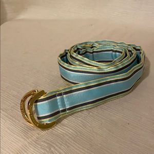 Vineyard Vines Aqua Blue Stripe Ribbon Belt